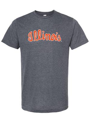 Image of T-SHIRT CURSIVE ILLINOIS -  navyheather